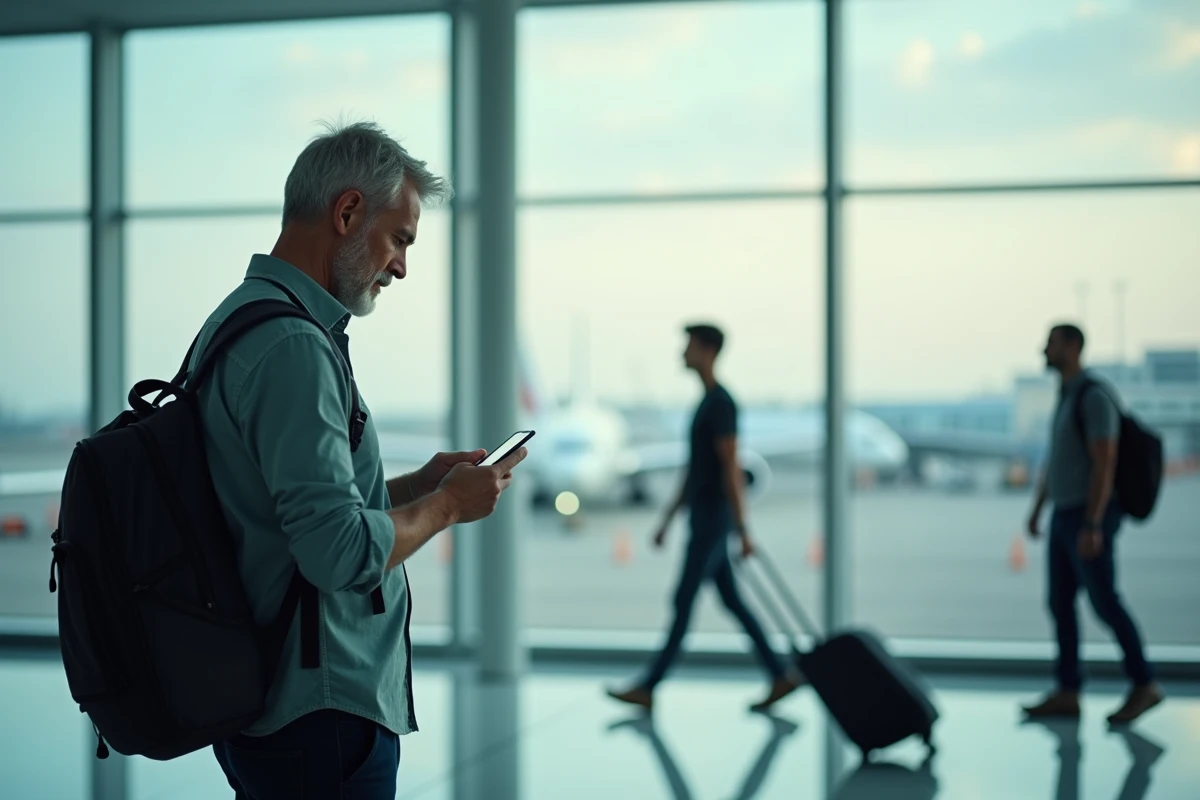 Homme vérifiant son itinéraire à l